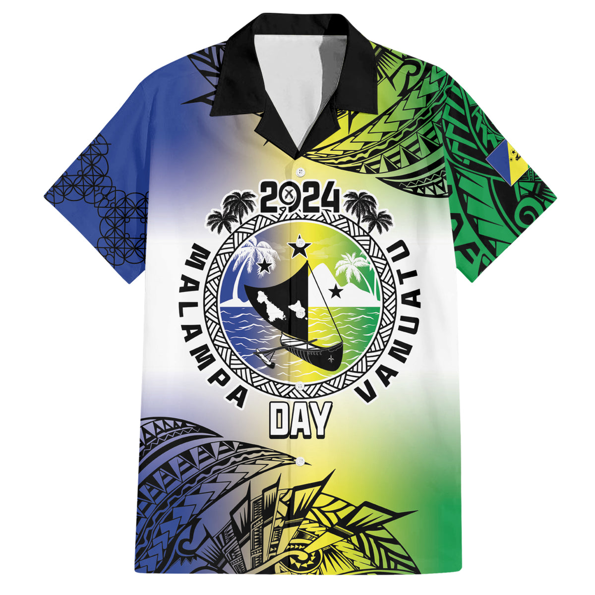 Malampa Day Family Matching Short Sleeve Bodycon Dress and Hawaiian Shirt Emblem Gradient Style LT7 Dad's Shirt - Short Sleeve Colorful - Polynesian Pride