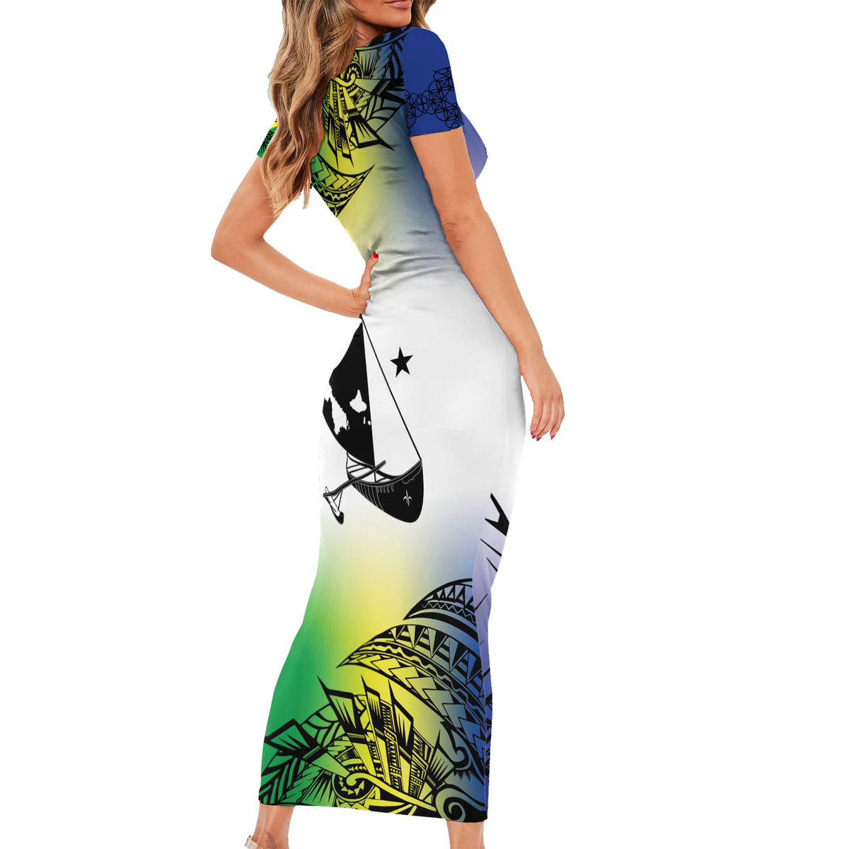 Malampa Day Family Matching Short Sleeve Bodycon Dress and Hawaiian Shirt Emblem Gradient Style LT7 - Polynesian Pride