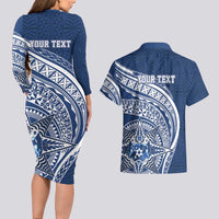 Tonga Queen Salote College Personalized Couples Matching Long Sleeve Bodycon Dress and Hawaiian Shirt Ngatu Tokelaufeletoa Motifs LT7 - Polynesian Pride