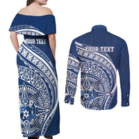 Tonga Queen Salote College Personalized Couples Matching Off Shoulder Maxi Dress and Long Sleeve Button Shirt Ngatu Tokelaufeletoa Motifs LT7 - Polynesian Pride