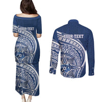 Tonga Queen Salote College Personalized Couples Matching Puletasi and Long Sleeve Button Shirt Ngatu Tokelaufeletoa Motifs LT7 - Polynesian Pride