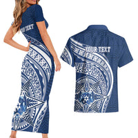 Tonga Queen Salote College Personalized Couples Matching Short Sleeve Bodycon Dress and Hawaiian Shirt Ngatu Tokelaufeletoa Motifs LT7 - Polynesian Pride