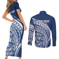 Tonga Queen Salote College Personalized Couples Matching Short Sleeve Bodycon Dress and Long Sleeve Button Shirt Ngatu Tokelaufeletoa Motifs LT7 - Polynesian Pride