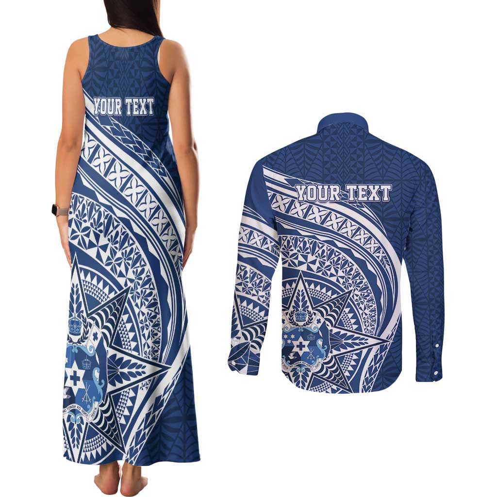 Tonga Queen Salote College Personalized Couples Matching Tank Maxi Dress and Long Sleeve Button Shirt Ngatu Tokelaufeletoa Motifs LT7 - Polynesian Pride