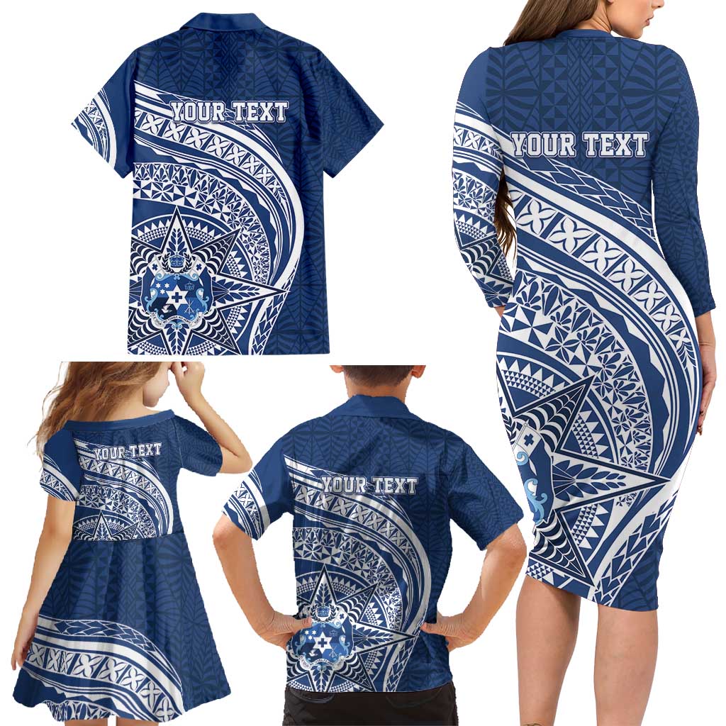 Tonga Queen Salote College Personalized Family Matching Long Sleeve Bodycon Dress and Hawaiian Shirt Ngatu Tokelaufeletoa Motifs LT7 - Polynesian Pride