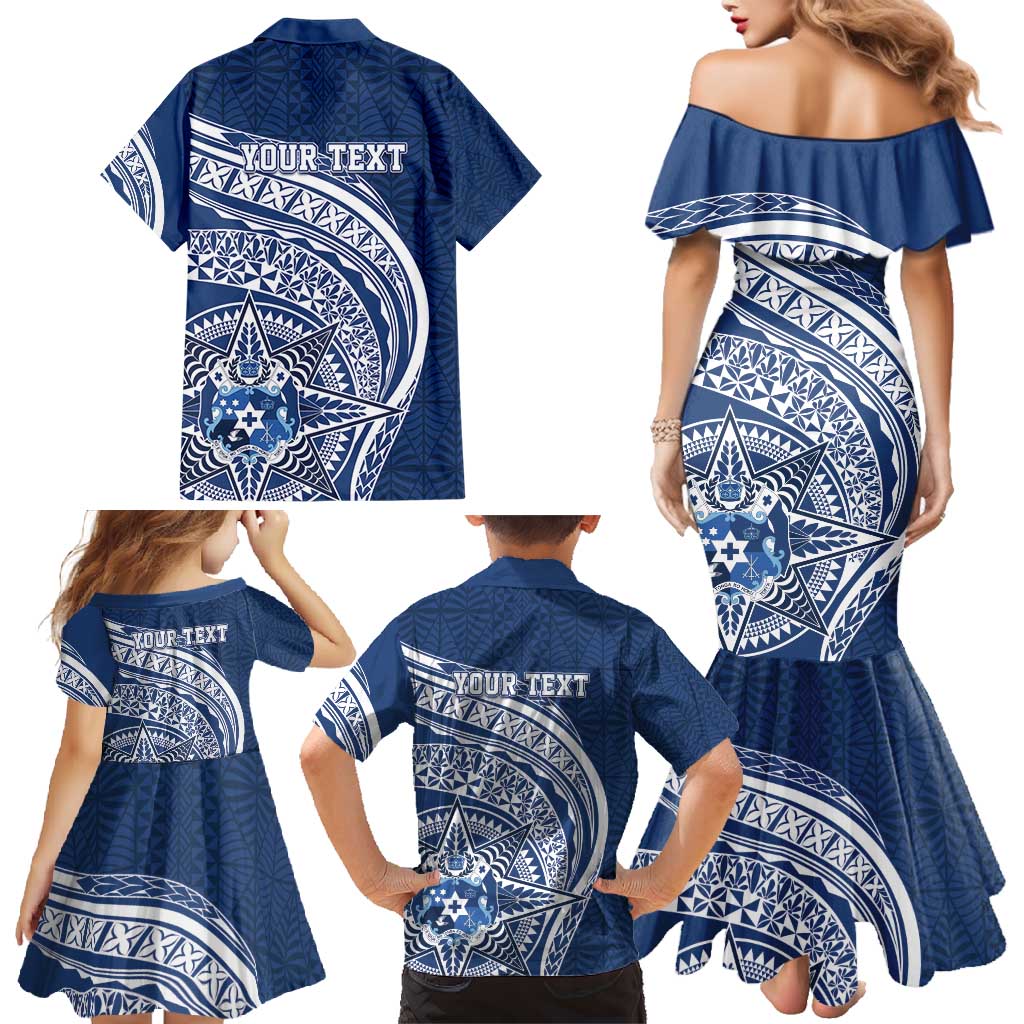 Tonga Queen Salote College Personalized Family Matching Mermaid Dress and Hawaiian Shirt Ngatu Tokelaufeletoa Motifs LT7 - Polynesian Pride