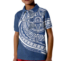 Tonga Queen Salote College Personalized Kid Polo Shirt Ngatu Tokelaufeletoa Motifs LT7 Kid Navy Blue - Polynesian Pride