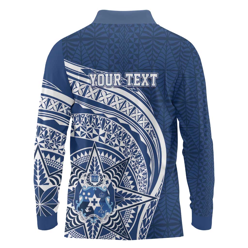Tonga Queen Salote College Personalized Long Sleeve Polo Shirt Ngatu Tokelaufeletoa Motifs LT7 - Polynesian Pride