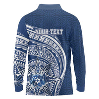 Tonga Queen Salote College Personalized Long Sleeve Polo Shirt Ngatu Tokelaufeletoa Motifs LT7 - Polynesian Pride