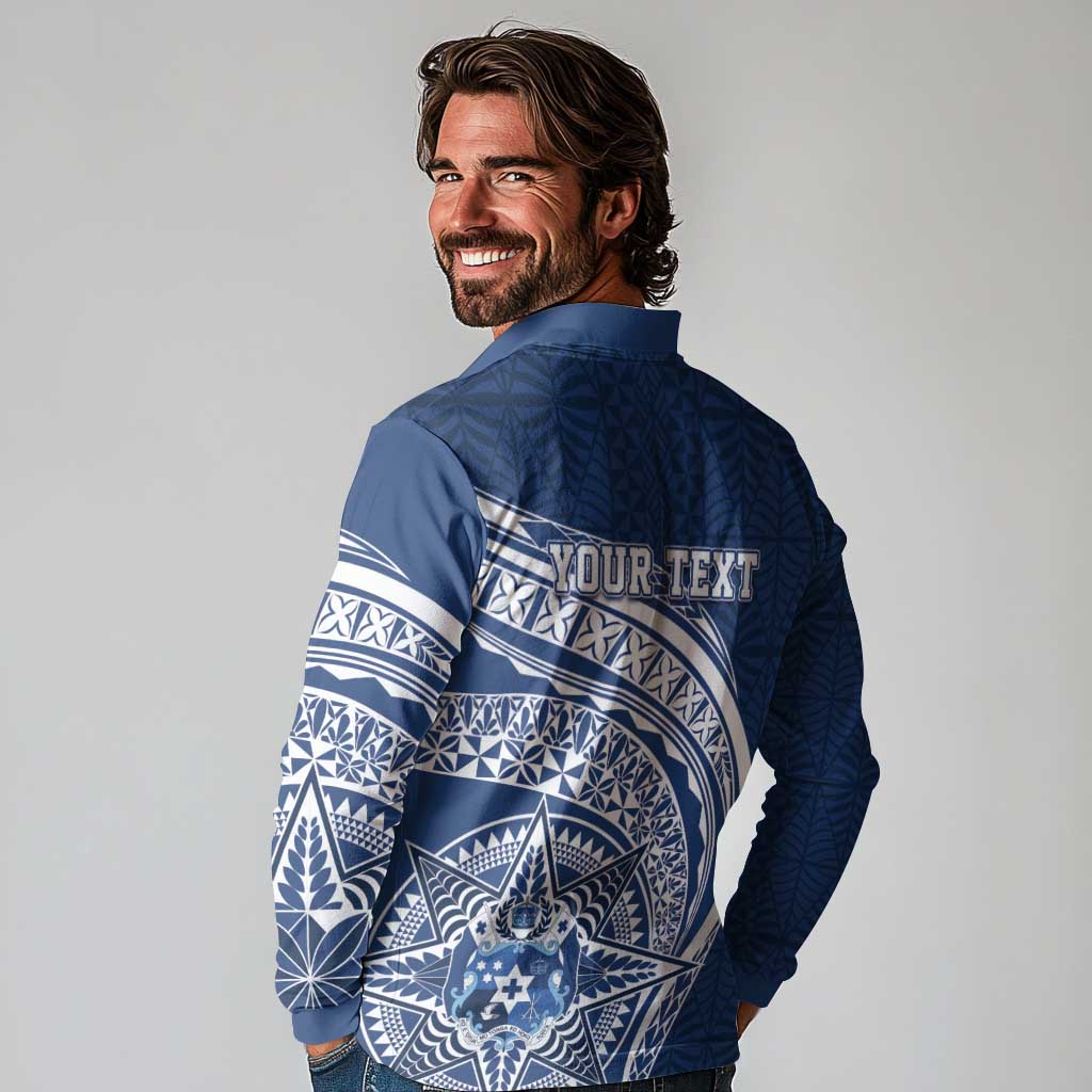 Tonga Queen Salote College Personalized Long Sleeve Polo Shirt Ngatu Tokelaufeletoa Motifs LT7 - Polynesian Pride