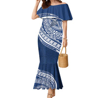 Tonga Queen Salote College Personalized Mermaid Dress Ngatu Tokelaufeletoa Motifs LT7 Women Navy Blue - Polynesian Pride