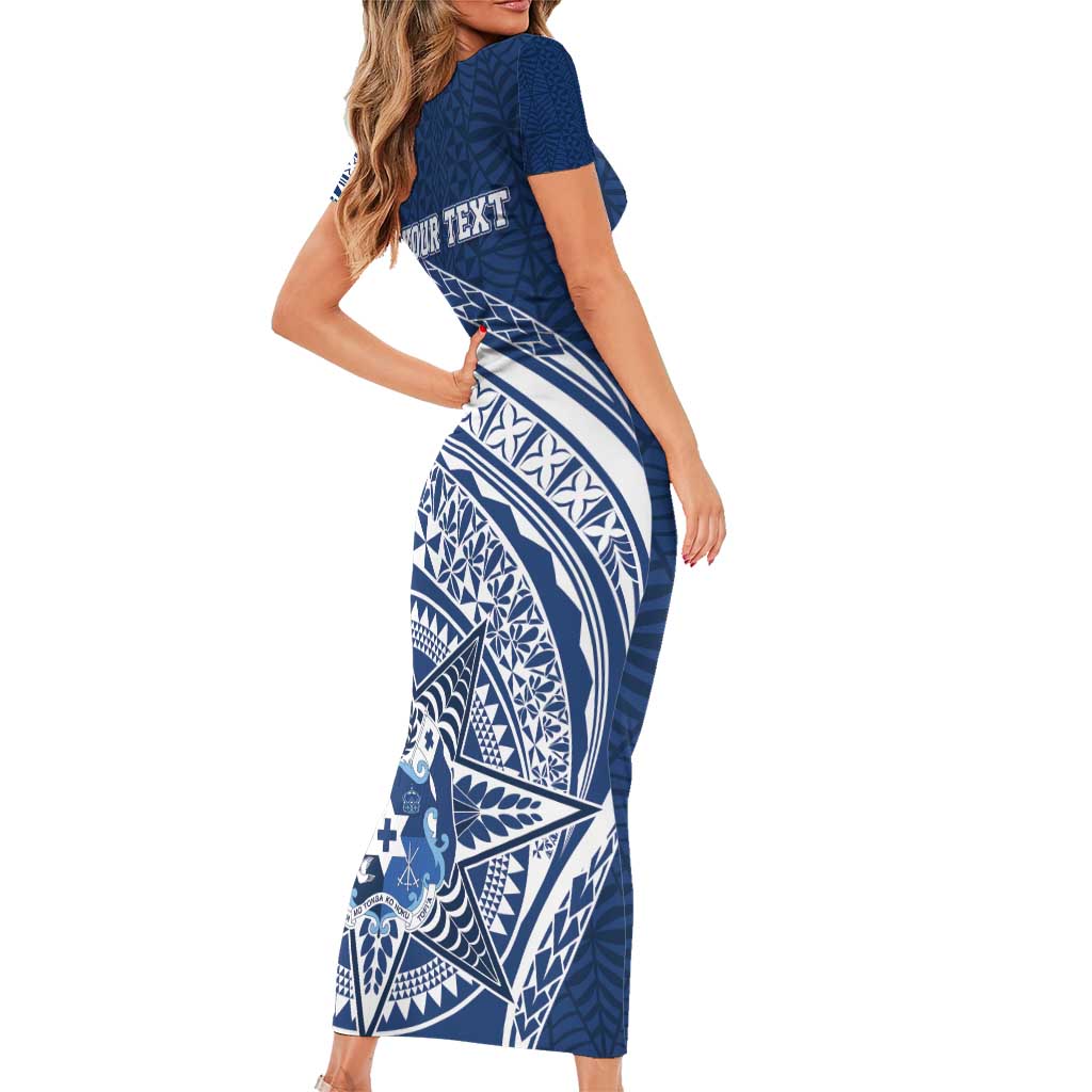 Tonga Queen Salote College Personalized Short Sleeve Bodycon Dress Ngatu Tokelaufeletoa Motifs LT7 - Polynesian Pride