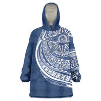 Tonga Queen Salote College Personalized Wearable Blanket Hoodie Ngatu Tokelaufeletoa Motifs LT7 One Size Navy Blue - Polynesian Pride
