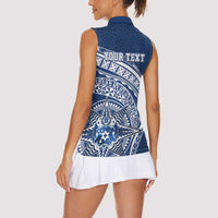 Tonga Queen Salote College Personalized Women Sleeveless Polo Shirt Ngatu Tokelaufeletoa Motifs LT7 - Polynesian Pride