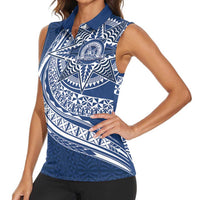 Tonga Queen Salote College Personalized Women Sleeveless Polo Shirt Ngatu Tokelaufeletoa Motifs LT7 - Polynesian Pride