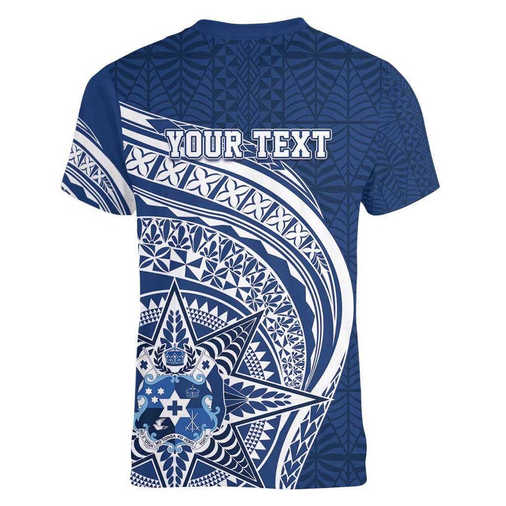 Tonga Queen Salote College Personalized Women V-Neck T-Shirt Ngatu Tokelaufeletoa Motifs LT7 - Polynesian Pride