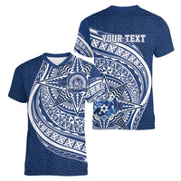 Tonga Queen Salote College Personalized Women V-Neck T-Shirt Ngatu Tokelaufeletoa Motifs LT7 - Polynesian Pride