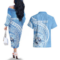 Tonga Apifo'ou Kolisi Personalized Couples Matching Off The Shoulder Long Sleeve Dress and Hawaiian Shirt Ngatu Tokelaufeletoa Motifs LT7 - Polynesian Pride