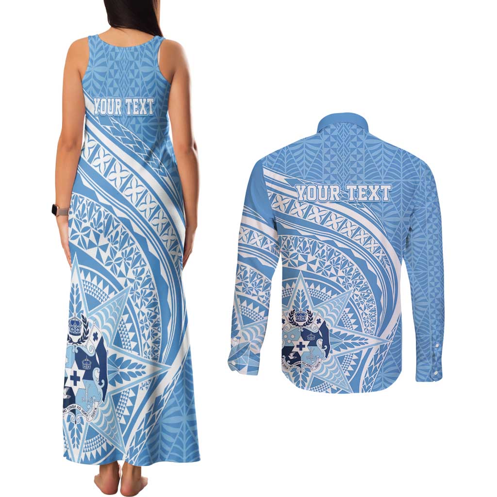 Tonga Apifo'ou Kolisi Personalized Couples Matching Tank Maxi Dress and Long Sleeve Button Shirt Ngatu Tokelaufeletoa Motifs LT7 - Polynesian Pride