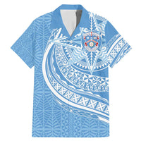 Tonga Apifo'ou Kolisi Personalized Family Matching Mermaid Dress and Hawaiian Shirt Ngatu Tokelaufeletoa Motifs LT7 Dad's Shirt - Short Sleeve Light Blue - Polynesian Pride