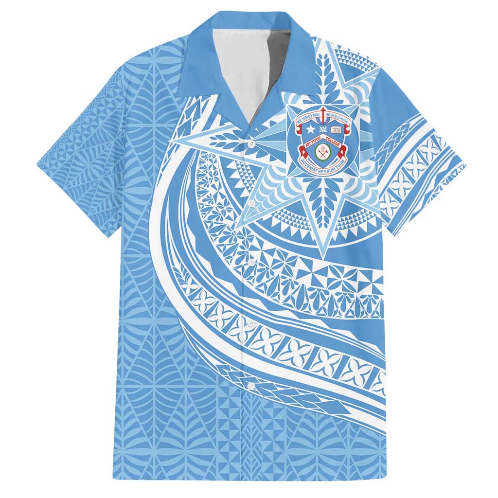 Tonga Apifo'ou Kolisi Personalized Family Matching Summer Maxi Dress and Hawaiian Shirt Ngatu Tokelaufeletoa Motifs LT7 Dad's Shirt - Short Sleeve Light Blue - Polynesian Pride