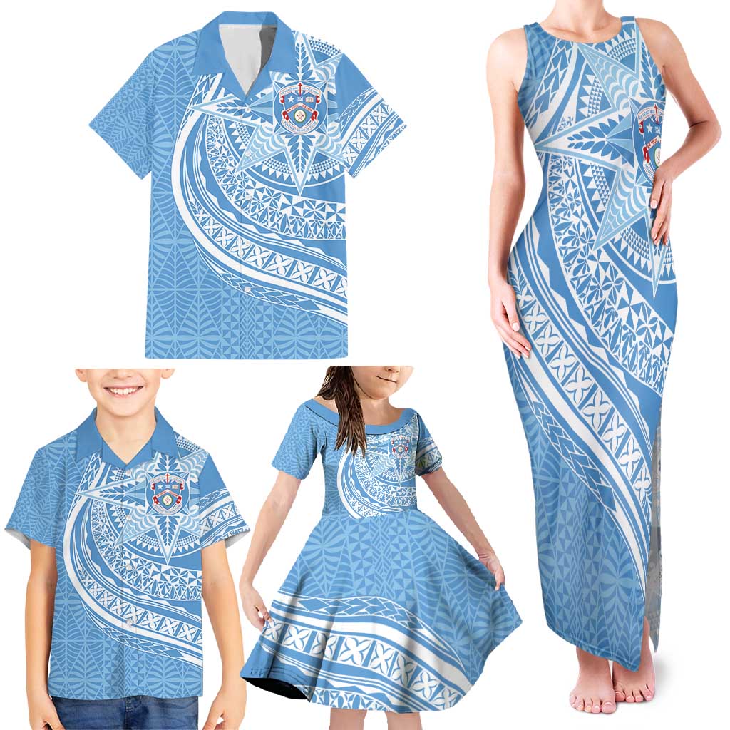 Tonga Apifo'ou Kolisi Personalized Family Matching Tank Maxi Dress and Hawaiian Shirt Ngatu Tokelaufeletoa Motifs LT7 - Polynesian Pride