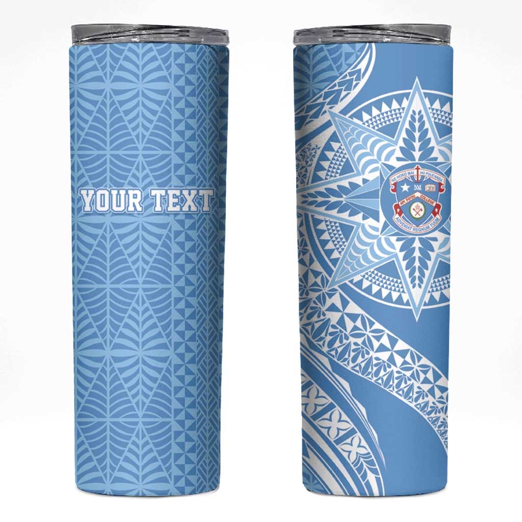 Tonga Apifo'ou Kolisi Personalized Skinny Tumbler Ngatu Tokelaufeletoa Motifs LT7 Light Blue - Polynesian Pride
