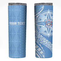 Tonga Apifo'ou Kolisi Personalized Skinny Tumbler Ngatu Tokelaufeletoa Motifs LT7 Light Blue - Polynesian Pride