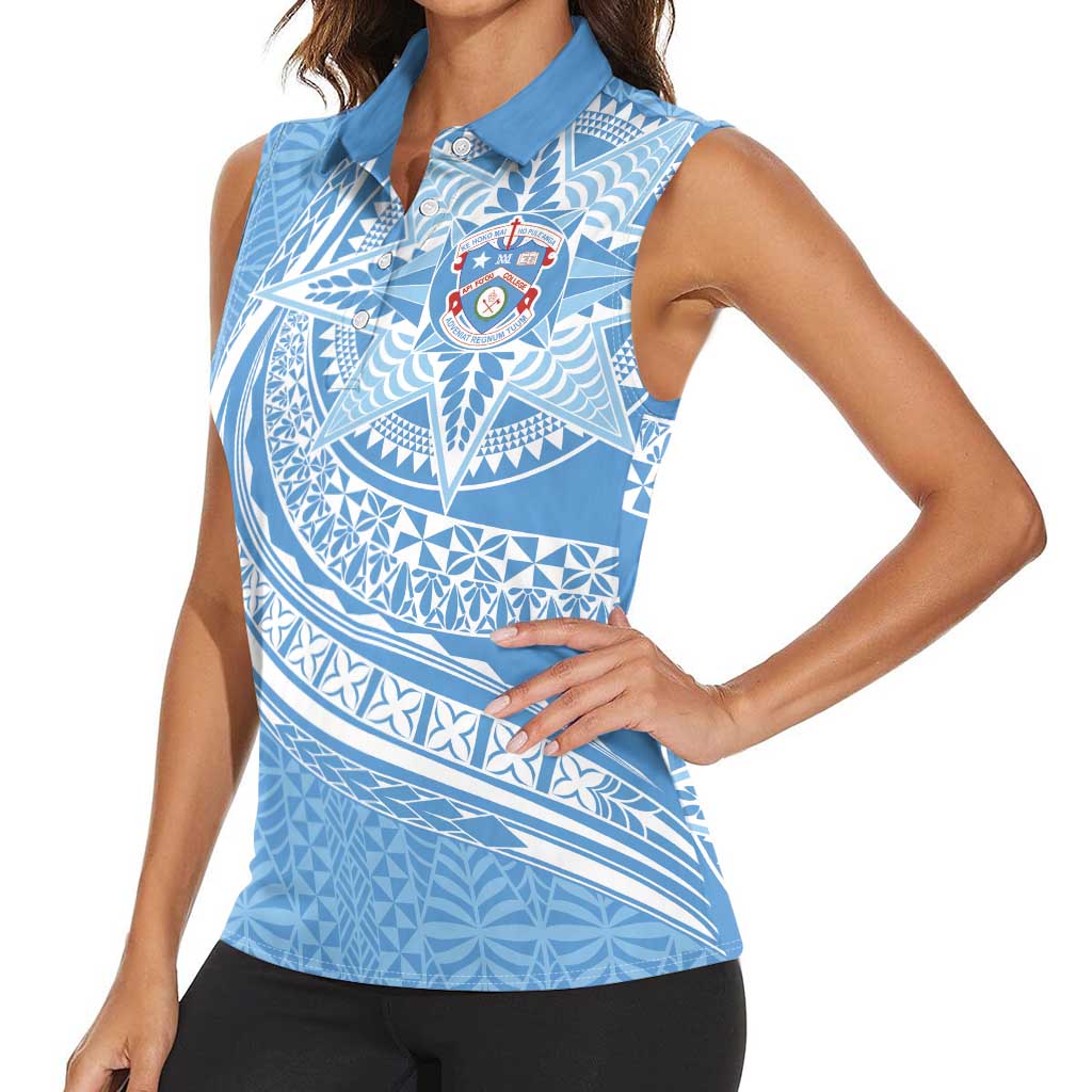 Tonga Apifo'ou Kolisi Personalized Women Sleeveless Polo Shirt Ngatu Tokelaufeletoa Motifs LT7 - Polynesian Pride