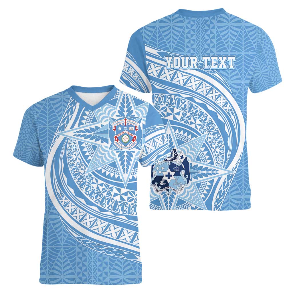 Tonga Apifo'ou Kolisi Personalized Women V-Neck T-Shirt Ngatu Tokelaufeletoa Motifs LT7 - Polynesian Pride