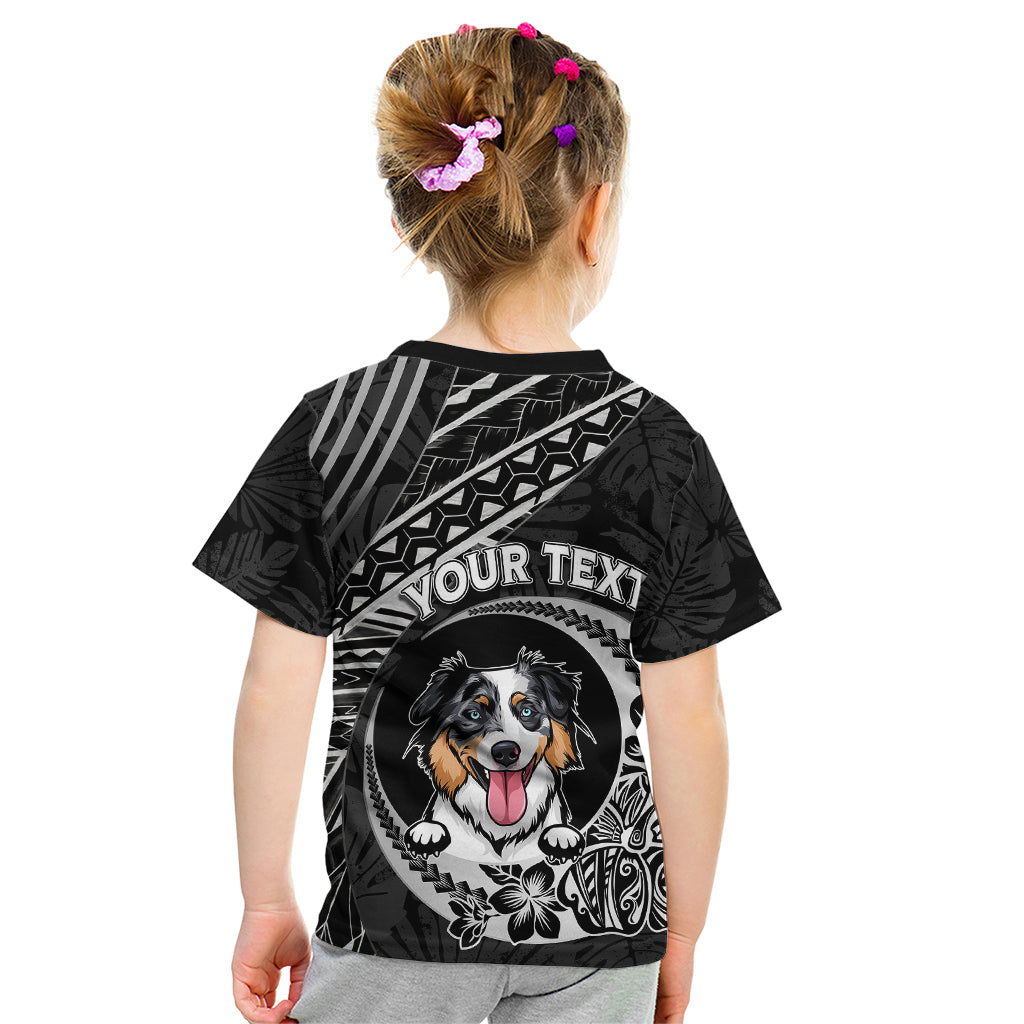 Personalised Polynesian Dog Kid T Shirt With Australian Shepherd - Crescent Style LT7 - Polynesian Pride