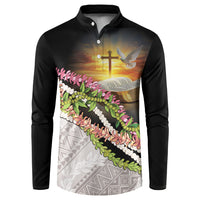 Hawaii Mokihana Mix Pikake Leis Mahalo 'Olelo Button Sweatshirt Black LT7 Black - Polynesian Pride