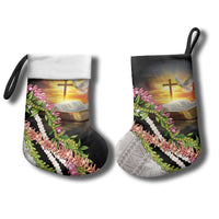 Hawaii Mokihana Mix Pikake Leis Mahalo 'Olelo Christmas Stocking Black LT7 - Polynesian Pride