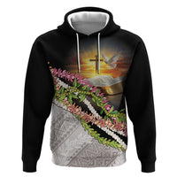 Hawaii Mokihana Mix Pikake Leis Mahalo 'Olelo Hoodie Black LT7 Pullover Hoodie Black - Polynesian Pride