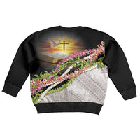 Hawaii Mokihana Mix Pikake Leis Mahalo 'Olelo Kid Ugly Christmas Sweater Black LT7 - Polynesian Pride