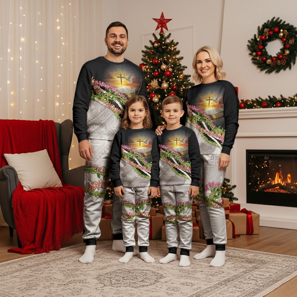 Hawaii Mokihana Mix Pikake Leis Mahalo 'Olelo Christmas Pajama Set Black LT7 - Polynesian Pride