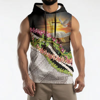 Hawaii Mokihana Mix Pikake Leis Mahalo 'Olelo Sleeveless Hoodie Black LT7 - Polynesian Pride