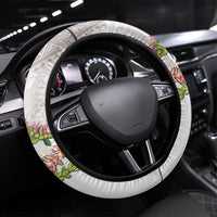 Hawaii Mokihana Mix Pikake Leis Mahalo 'Olelo Steering Wheel Cover Black LT7 Universal Fit Black - Polynesian Pride
