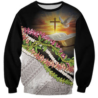Hawaii Mokihana Mix Pikake Leis Mahalo 'Olelo Sweatshirt Black LT7 Unisex Black - Polynesian Pride