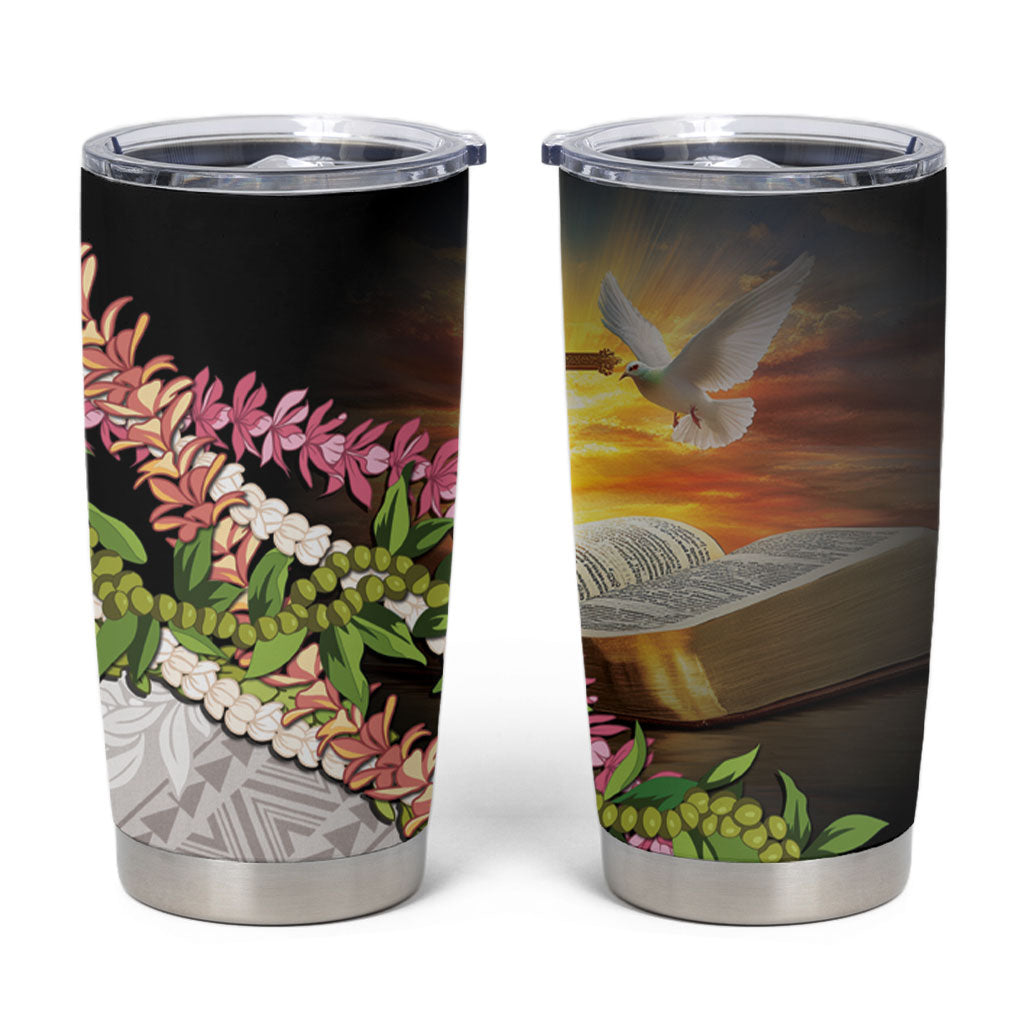 Hawaii Mokihana Mix Pikake Leis Mahalo 'Olelo Tumbler Cup Black LT7 Black - Polynesian Pride