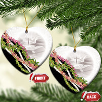 Hawaii Mokihana Mix Pikake Leis Mahalo 'Olelo Ceramic Ornament White Tapa LT7 Heart White - Polynesian Pride
