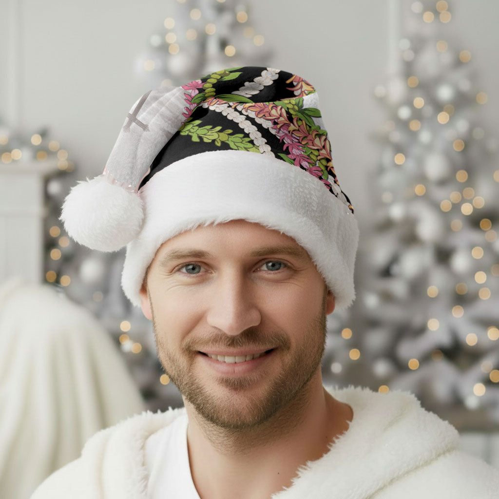 Hawaii Mokihana Mix Pikake Leis Mahalo 'Olelo Christmas Santa Hat White Tapa LT7 - Polynesian Pride