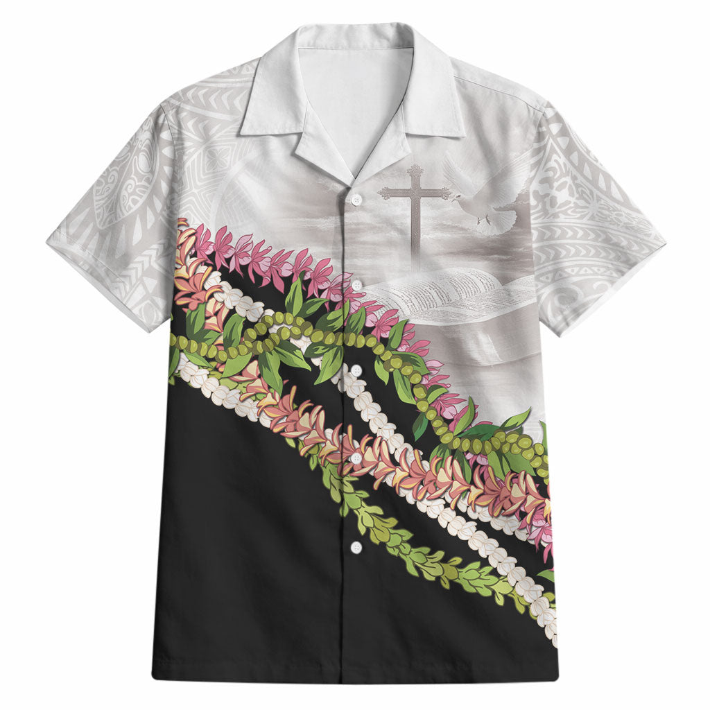Hawaii Mokihana Mix Pikake Leis Mahalo 'Olelo Hawaiian Shirt White Tapa LT7 White - Polynesian Pride