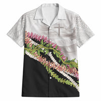 Hawaii Mokihana Mix Pikake Leis Mahalo 'Olelo Hawaiian Shirt White Tapa LT7 White - Polynesian Pride