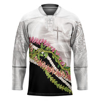 Hawaii Mokihana Mix Pikake Leis Mahalo 'Olelo Hockey Jersey White Tapa LT7 Unisex White - Polynesian Pride