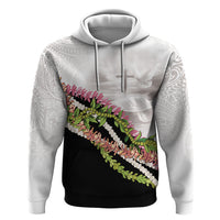 Hawaii Mokihana Mix Pikake Leis Mahalo 'Olelo Hoodie White Tapa LT7 Pullover Hoodie White - Polynesian Pride