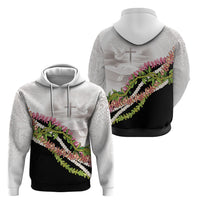 Hawaii Mokihana Mix Pikake Leis Mahalo 'Olelo Hoodie White Tapa LT7 - Polynesian Pride