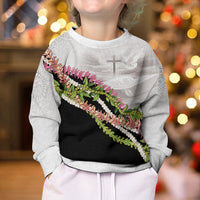 Hawaii Mokihana Mix Pikake Leis Mahalo 'Olelo Kid Ugly Christmas Sweater White Tapa LT7 - Polynesian Pride