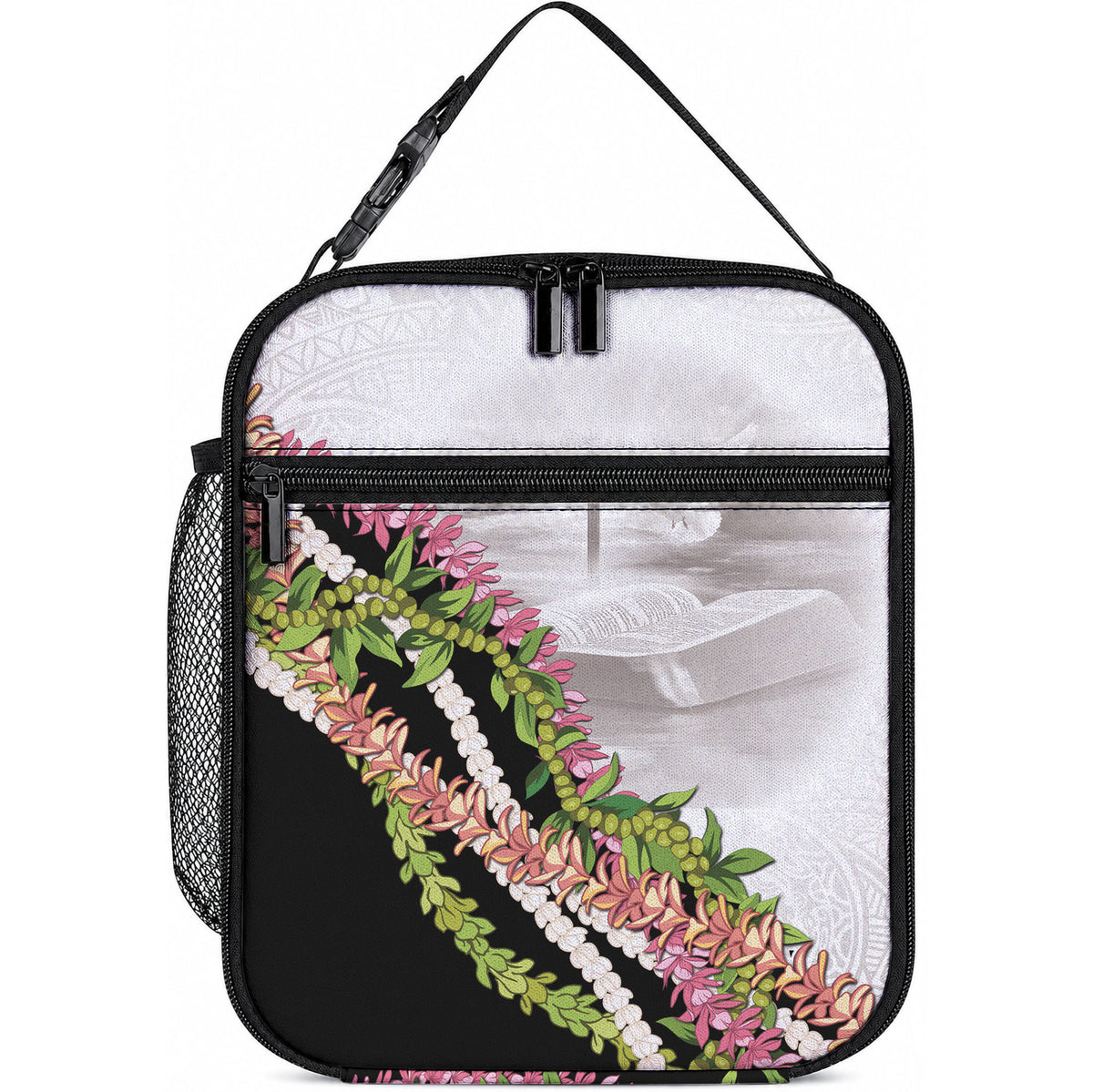 Hawaii Mokihana Mix Pikake Leis Mahalo 'Olelo Lunch Bag White Tapa