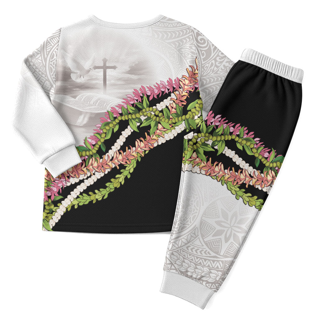 Hawaii Mokihana Mix Pikake Leis Mahalo 'Olelo Christmas Pajama Set White Tapa LT7 - Polynesian Pride